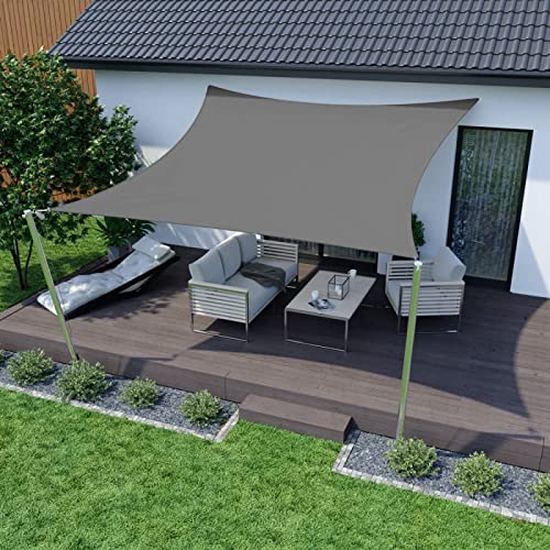 HOMPER 2x3M Sun Shade Sail Waterproof Rectangle(Grey), 95% UV Block Garden Sunscreen Awning Canopy with Free Rope, Breathable Patio Sail pergola for Outdoor Party - 2*3m - Grey