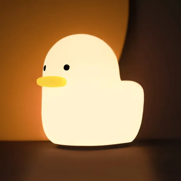 UNEEDE LED Benson Duck Night Light, Cute Animal Silicone Nursery Night Light Rechargeable Table Lamp Bedside Lamp with Touch Sensor for Baby Girls Women Bedrooms, Living Room