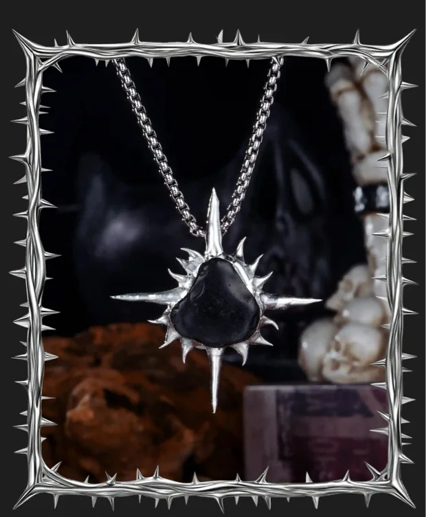 Solder Alchemy - Impaled Void, Sharp Soldered Obsidian Necklace