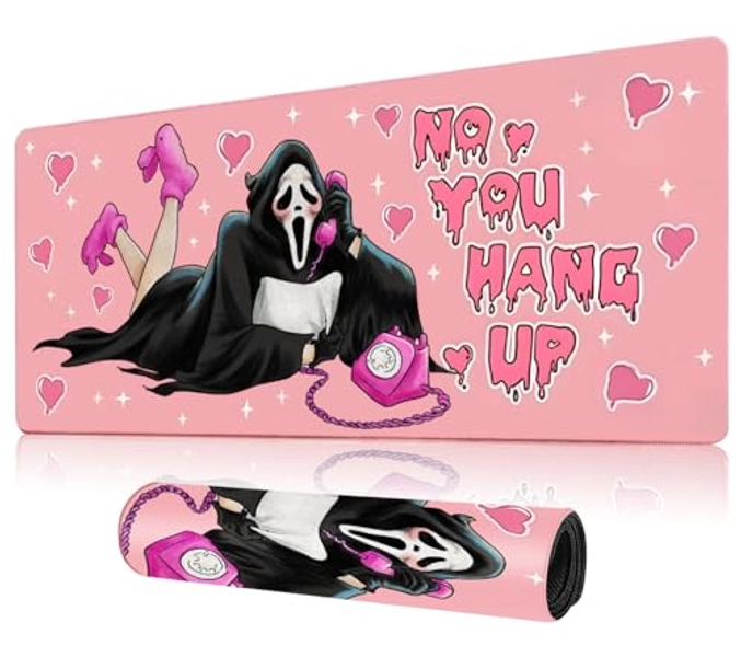 Ghostface Gaming Mouse Pad,Pink Desk Mat,Mouse Pad Gaming,Cute Desk Mat,Desk Pad,31.5×11.8 inch Pink Mouse Pad XL 3mm Non-Slip Base,Computer Mats for Desktop,Used for Office Computer Game