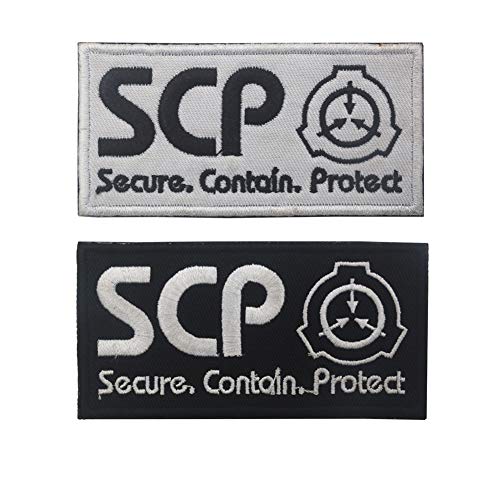 SCP Foundation Patch, Logo der „Special Containment Procedures Foundation“, besticktes Biker-Abzeichen für Taschen, Westen, Jacken, 2 Stück