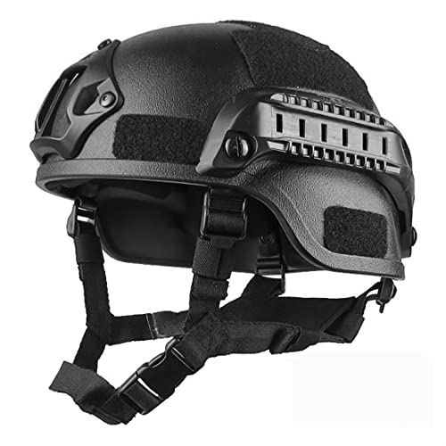 Schneller Basis-Jump-Helm, PJ Airsoft-Helme, taktischer Helm, 22.05-23.62inch Universal Paintball-Helm, einstellbare Seiten-NVG-Berg-Schutzhelme für die Jagd - Schwarz