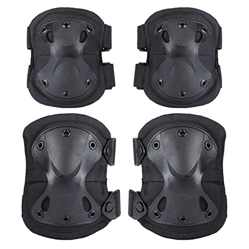 BAIGIO Taktisch Knieschoner Ellenbogenschützer Militär Protektoren Set Knieschützer für CS Paintball Jagd Airsoft - Schwarz