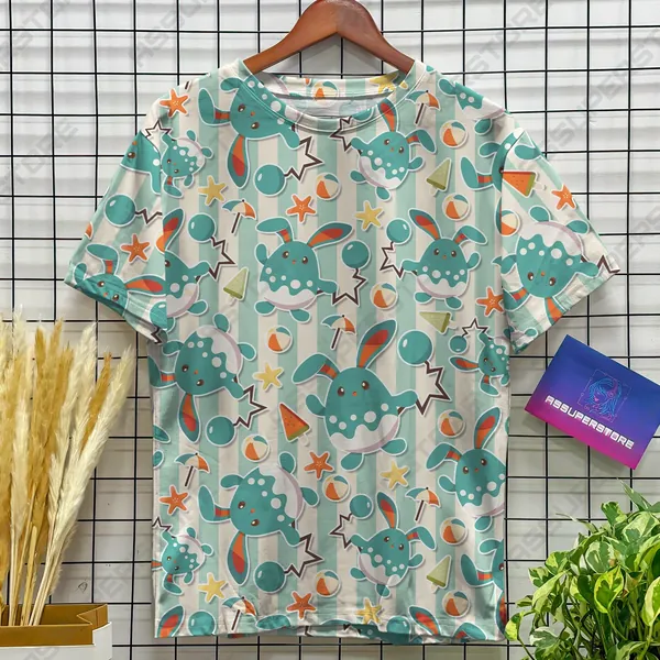 Marilli Blue Cute Tshirt Design, Marill Beach Tshirt, Marill Summer Anime Clothing for Men Women Graphic Tees Gift Holiday
