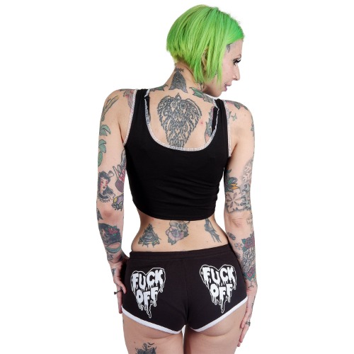 F Off Heart Short Shorts - L / Black/White