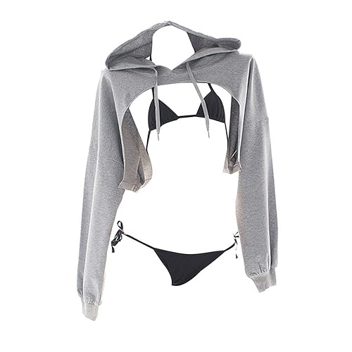YOMORIO Sexy Anime Cosplay Bikini with Long Sleeves Hoodie Japanese Cute Cat Costume Lingerie