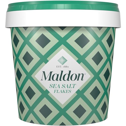 Maldon Salt, Sea Salt Flakes, 20 oz (570 g), Resealable Tub, Kosher, Natural, Handcrafted, Gourmet, Pyramid Crystals