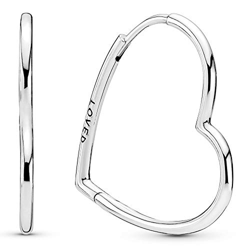 Pandora Asymmetrical Heart Hoop Earrings - Sterling Silver