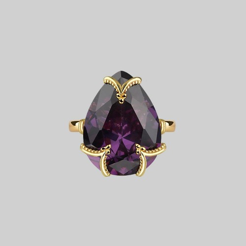 Regal Rose Maleficent Amethyst Gold Ring 