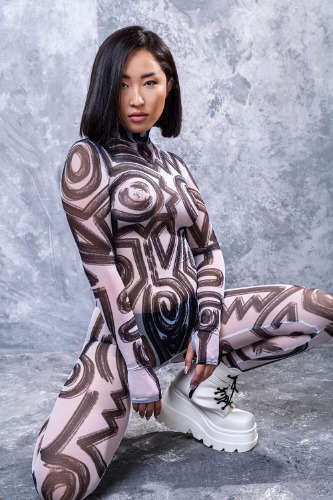 Semi Transparent White Full Mesh Catsuit