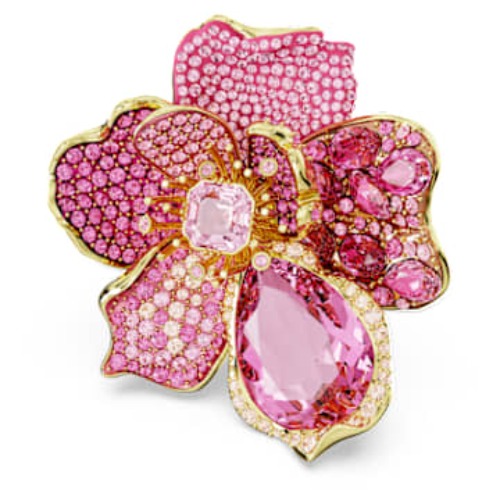 Swarovski Idyllia Large Pink Flower Cocktail Ring