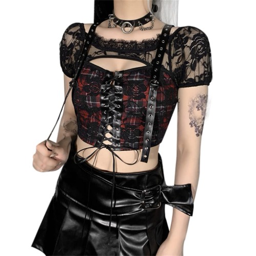 Twfsgirl Women's Turtleneck Long Sleeve Workout Shirts Cute Crop Top Black Emo Shirts Grunge Aesthetic Y2K