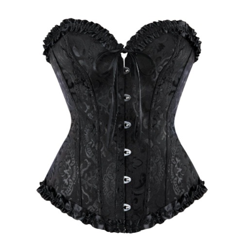 frawirshau Women's Lace Up Boned Overbust Corset Bustier Lingerie Bodyshaper Top