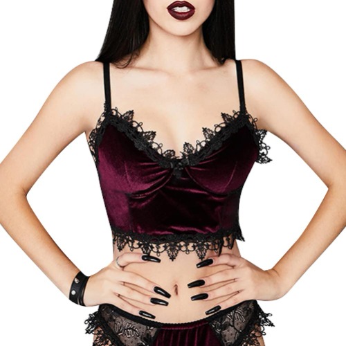 Women Black Grunge Gothic Crop Tops Punk Tanks Haraku T-Shirt Bustier Corset Casual Camisole Cami Top Vest Halloween Costume