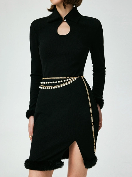 Faux Pearl Layered Belt Chain