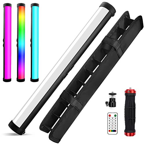 360° Full Color RGB Led Video Light Stick Wand, Obeamiu 2600-9600K Photography Lighting 5000mAh Rechargeable, 21 Lights Effects for YouTube Video Recording/Studio Shooting/Live Streaming/Make up - 360° Full Color