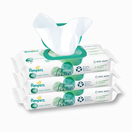 Pampers 81691055 Aqua Pure Baby Feuchttücher, weiß - weiß - 48 Stück (3er Pack)