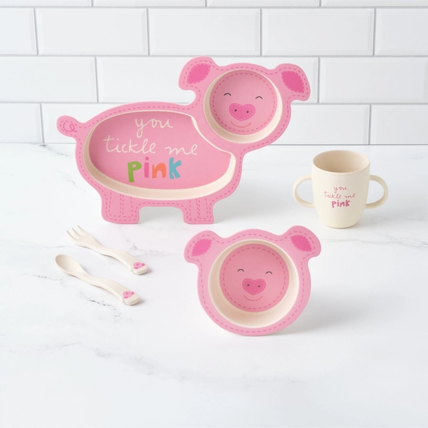 Penelope Pig 5-Piece Bamboo Dinner Set