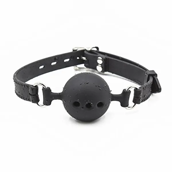 RYOZOCH Silicone Breathable Ball Gag for Adult Bondage Restraints Sex Play (Black, 1.5in Ball) - Black - 1.5in Ball