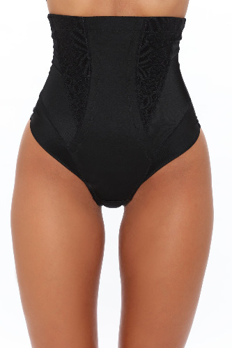 Dorinda High Waist Shaping Thong in Black