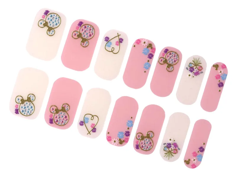 Mickey Mouse Cute Nail Wraps / Disneyworld Minnie Nail Polish Strips / Spring Pastel Nail Stickers / Heart Pink Neutral Overlay Nail Wraps