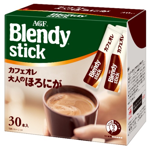 Blendy Stick Cafe Au Lait Slightly Bitter Taste 0.42oz X 30pcs - 0.42 Ounce (Pack of 30)