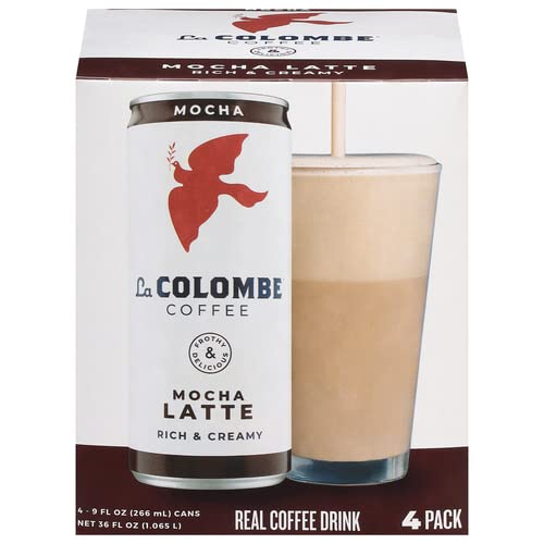La Colombe Mocha Draft Latte - Cold-Pressed Espresso and Frothed Milk + Dark Chocolate - Made With Real Ingredients - Grab And Go Coffee, 9 Fl Oz (Pack of 4) - Mocha - 9 Fl Oz (Pack of 4)