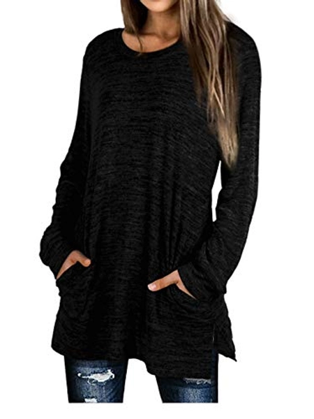 XIEERDUO Womens Casual Sweatshirts Long Sleeve Shirts Oversized With Pocket Tunic Tops S-3XL