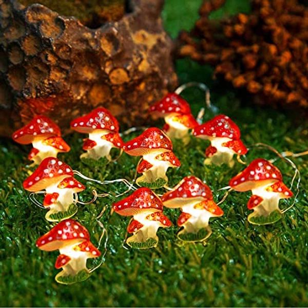 KEPABIGLE Mushroom Decor String Light Cottagecore Room Decor 10FT 30 LED Cute Fairy Light Battery Operated Mushroom Decorations Lights for Christmas Bedroom Dorm Party Wedding Patio