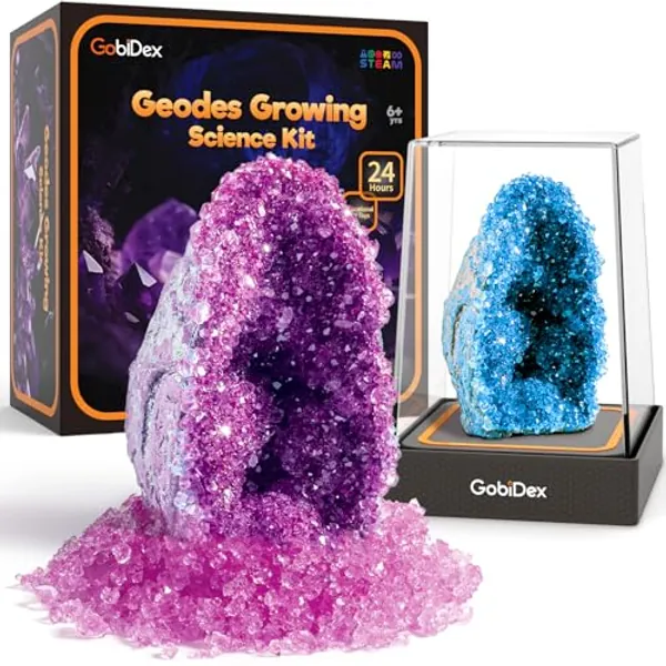 GobiDex Geodes Growing Science Kit for Kids Age 6-8-12, Geodes with Crystals Grow Fast in (24H), STEM Educational Science Experiments Toys, Geology & Rock Enthusiasts Collection, Gifts for Boys Girls - Geodes for Kids