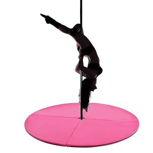 COSTWAY Stangentanz Schutzmatte φ150 cm, Pole Dance Matte faltbar, Crashmatte 5 cm Stärke, Fitnessmatte rund für Fitnessstudio Zuhause - Rosa