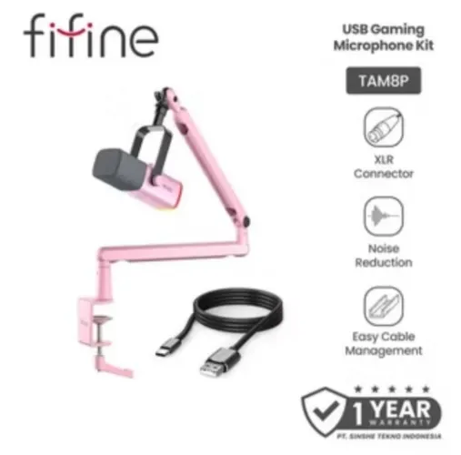 Fifine TAM8 / TAM-8 USB Microphone for Live Recording Studio Microphone RGB Gaming Microphone For PC Mic for Gaming Mic For Streaming witth Arm
