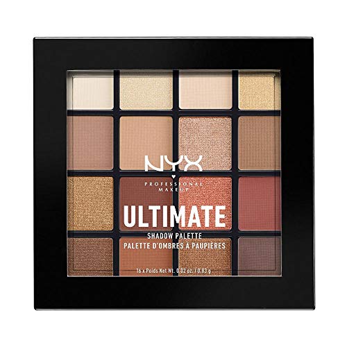 NYX Professional Makeup Eye Shadow Palette, Pressed Pigments, 16 Shades, Matte, Satin, Metallic, Ultimate Palette, Shade: Warm Neutrals - OLD FORMULA - WARM NEUTRALS
