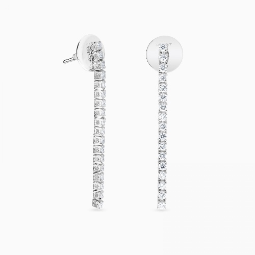 RABAT Long white gold rivière earrings with diamonds