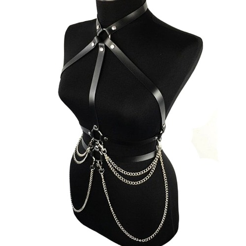 Faux Leather 'Slave' Chain Harness