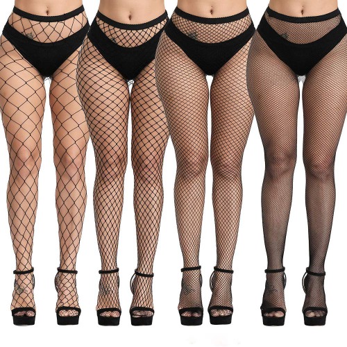 4 Pairs High Waist Tights Fishnet Stockings Thigh High Sexy Stockings Pantyhose