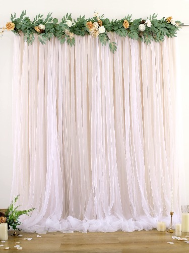 Champagne Tulle Backdrop Curtains for Baby Shower Party Wedding Photo Drape Backdrop for Engagement Bridal Shower Photography Props 5 ft X 7 ft