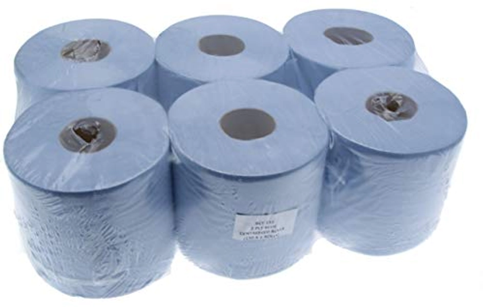 Sirius BCF1812E2 Centrefeed Rolls, 2-Ply, Blue (Pack of 6)