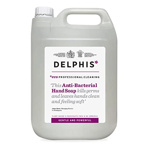 DELPHISECO Anti-Bacterial Hand Soap Wash - Plant-based, Vegan Hand Soap, Free from Phosphates, Dyes and Formaldehyde, Eco Friendly and Sustainable, 5 Litres, white