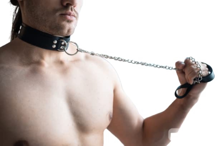 BDSM leather collar chain leash for men - wide solid choker with o ring and removable chain for submissive sex games, gay slave accessories (leather) - leather