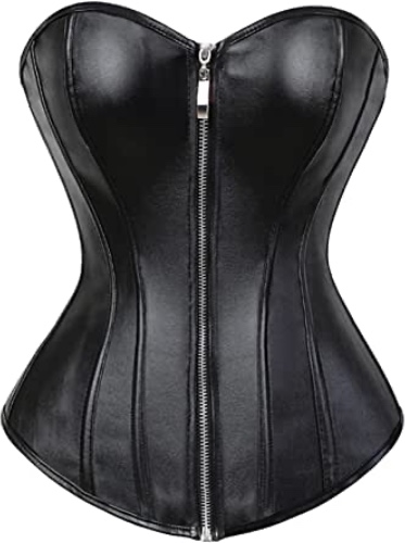 Women's Faux Leather Bustier Corset Top Steampunk Waist Cincher
