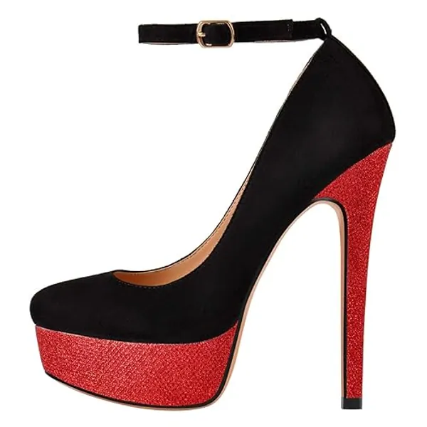VERISSON Women's Fashion Mary Jane Stiletto Pumps Clsoed Round Toe Buckle Strappy Platform Court Shoes