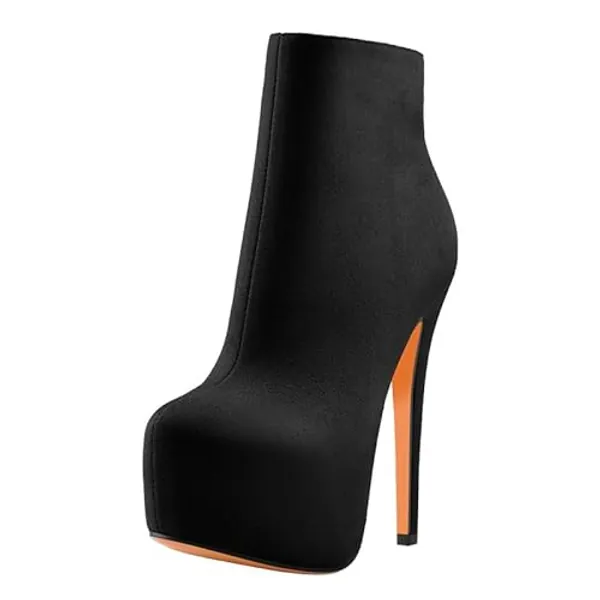 LISHAN Women's Platform 6in Stiletto Heel Black Ankle High Boots