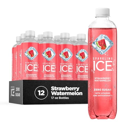Sparkling Ice, Strawberry Watermelon Sparkling Water, Zero Sugar Flavored Water, with Vitamins and Antioxidants, Low Calorie Beverage, 17 fl oz Bottles (Pack of 12) - Strawberry Watermelon