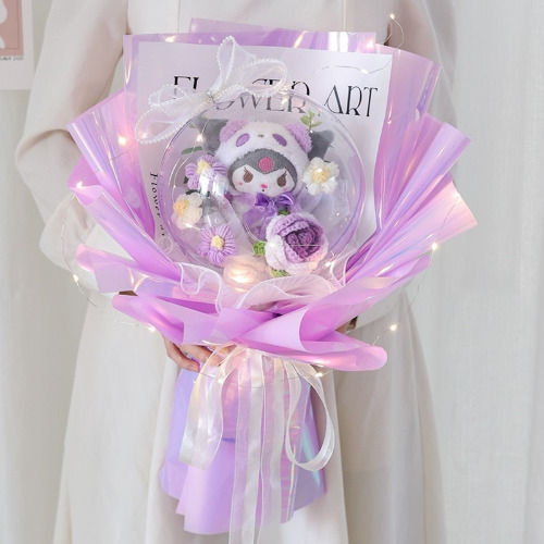 Luxury Floral Kawaii Plush Bouquets - Purple