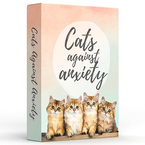 Catchyourdreams Cats Against Anxiety Cards - 50 Cards For Self Esteem and Stress, Affirmations for Anxiety Emotions Cat Gift For Women Men (Cats Against Anxiety) - Cats Against Anxiety