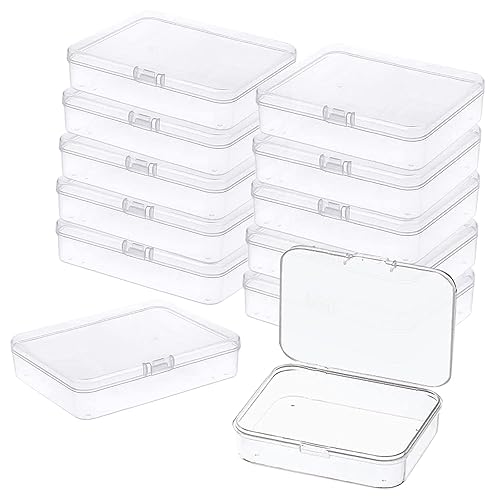 12 Pcs Mini Plastic Storage Containers Box with Lid, 3.5x2.4 Inches Clear Rectangle Box for Collecting Small Items, Beads, Game Pieces, Business Cards, Crafts Accessories - 1 Count (Pack of 12) - Multicolor 2
