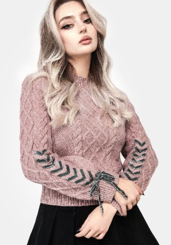 Marina Cable Knit Ribbon Lace Jumper | S