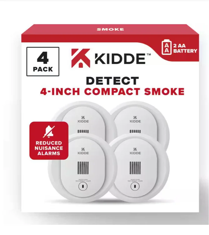 Compact 4 in. Battery Powered Smoke Detector with Photoelectric Sensor (4-Pack) 21031438
