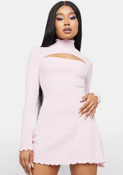 Blush Ready To Impress Mock Neck Mini Dress | Medium